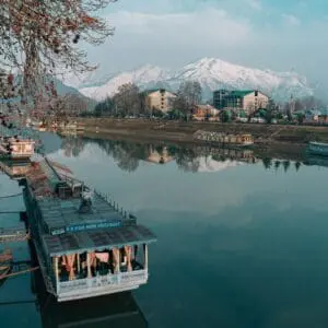 Houseboat on Jhelum river in Srinagar Kashmir India